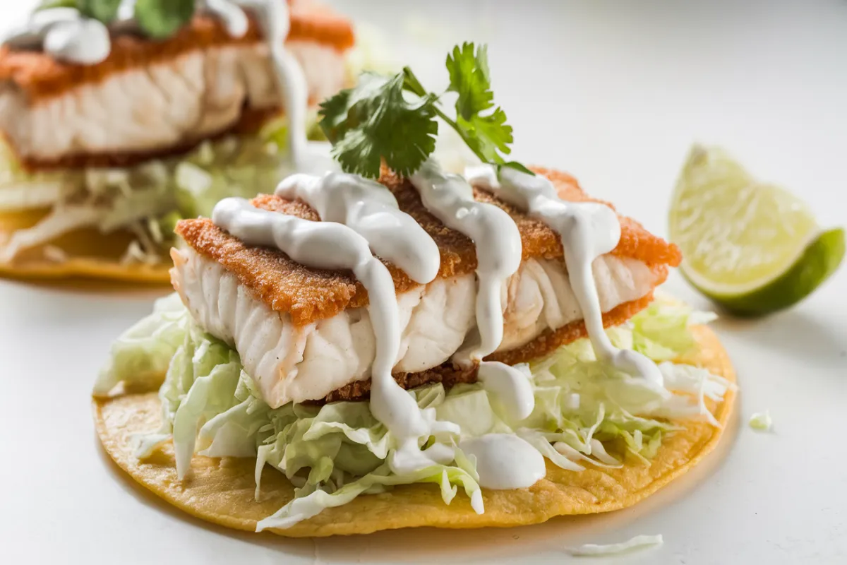 What is the white sauce on fish tacos made of?