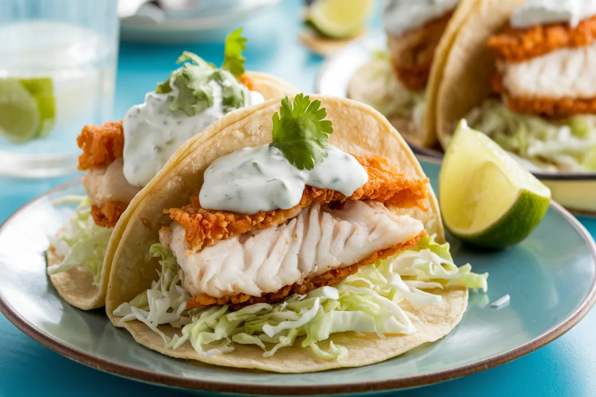 What is the white sauce on fish tacos made of?