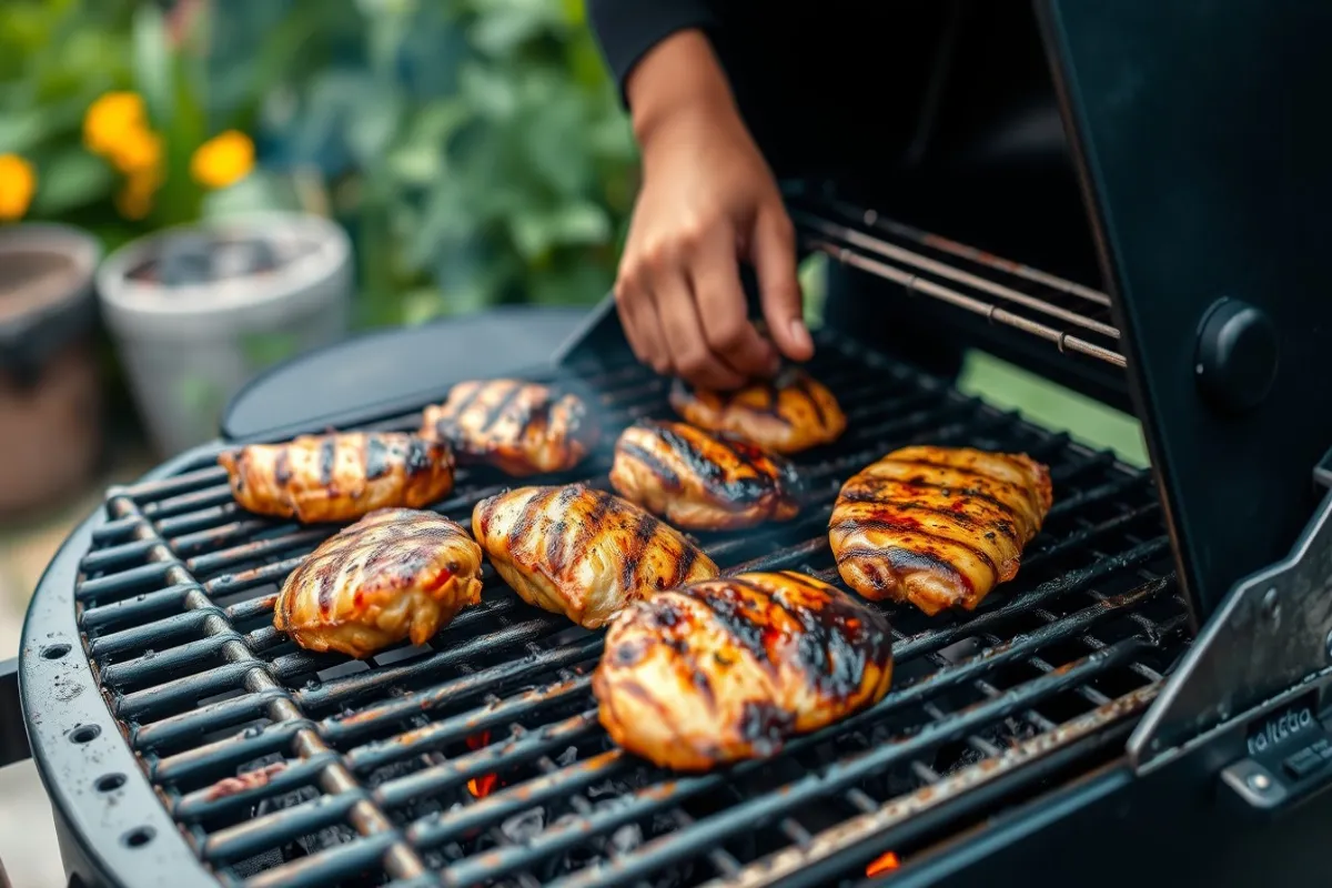 How do you grill marinated chicken without burning it?