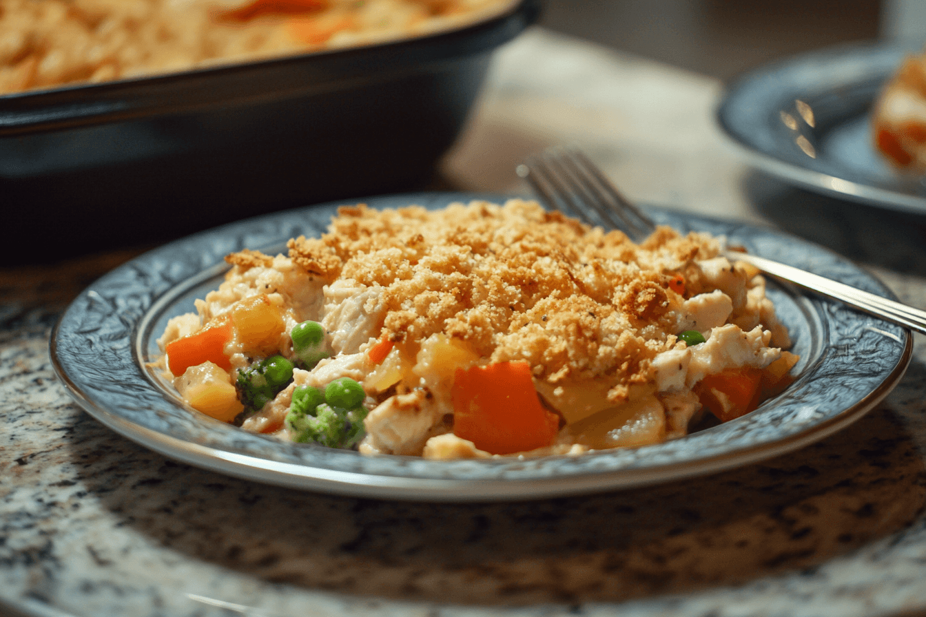 Ritz cracker chicken casserole with vegetables